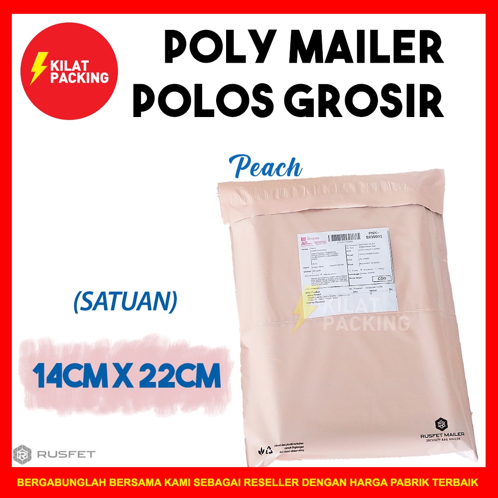 Jual POLYMAILER POLOS PREMIUM NUDE PINK 14CM X 22CM AMPLOP PLASTIK