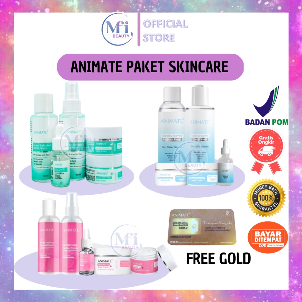 Jual MFI PAKET SKINCARE BY ANIMATE INSTANT WHITENING SERIES 5in1