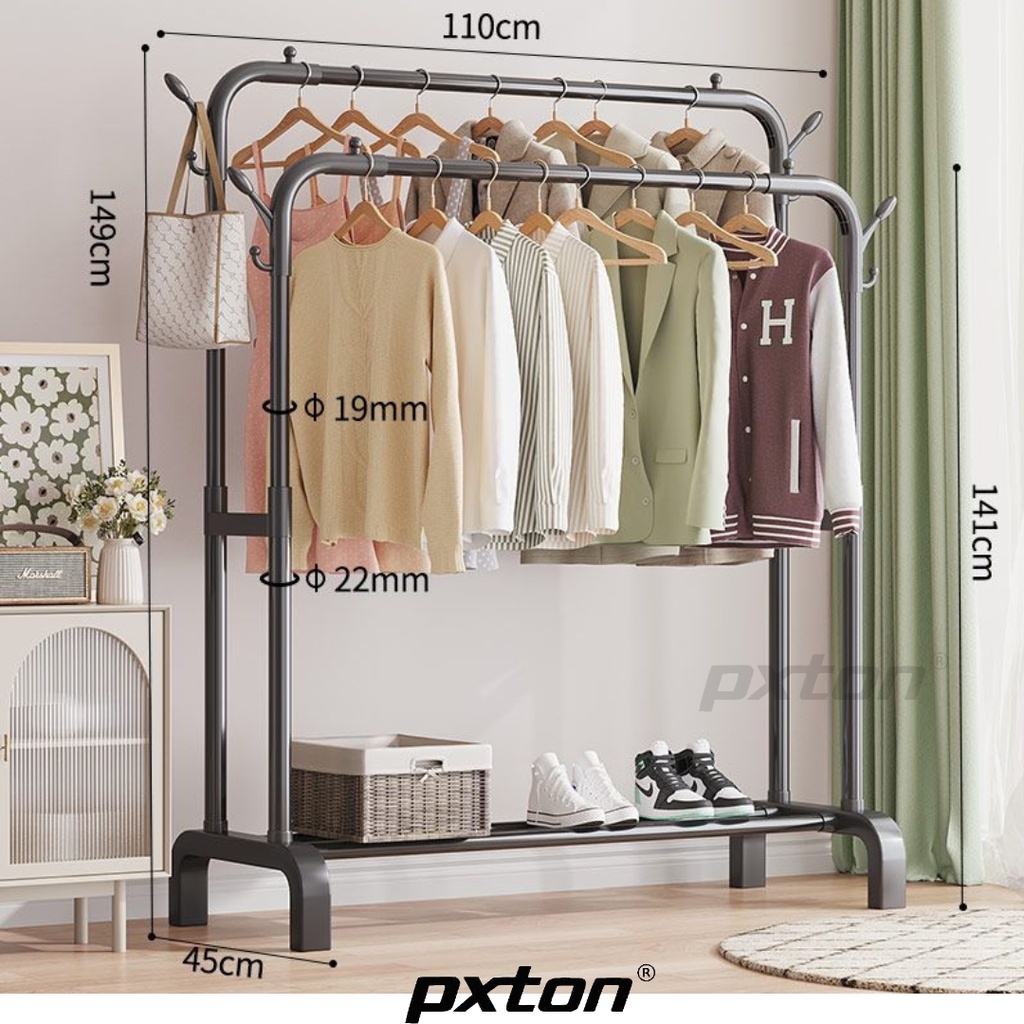 Jual Rak Big Double Stand Hanger Rak Gantungan Baju Jemuran Serbaguna