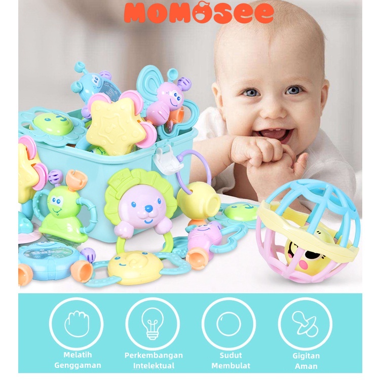 Jual Momosee Baby Teether Rattle 10pcs Teething Kit Mainan Gigitan Bayi