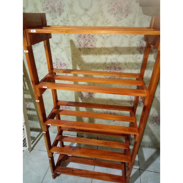 Jual Rak Sepatu Susun Kayu Jati Belanda Shopee Indonesia