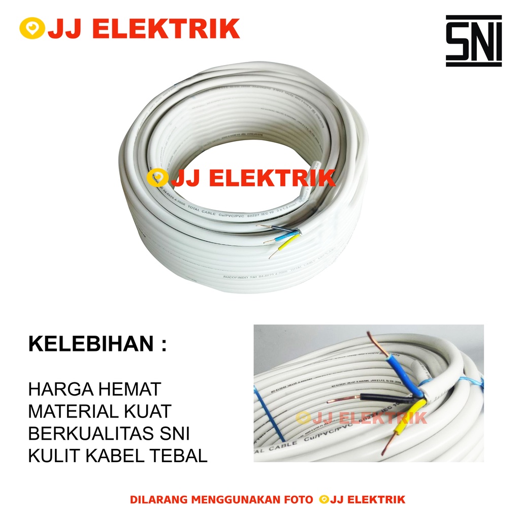 Jual Kabel Listrik 3x1 5 NYM Meteran Permeter SNI Shopee Indonesia