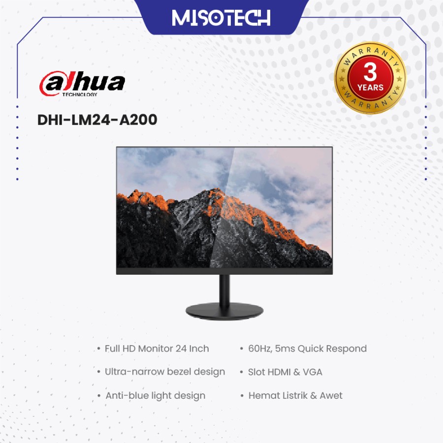 Jual MONITOR LED DAHUA 24 INCH DHI LM24 A200 FULL HD HDMI 75HZ VA