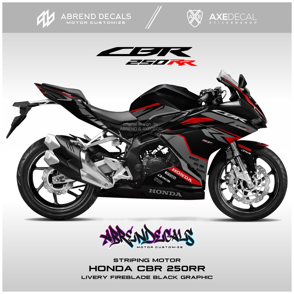 Jual Striping CBR 250 RR Livery Fireblade Black Graphic Stiker Motor