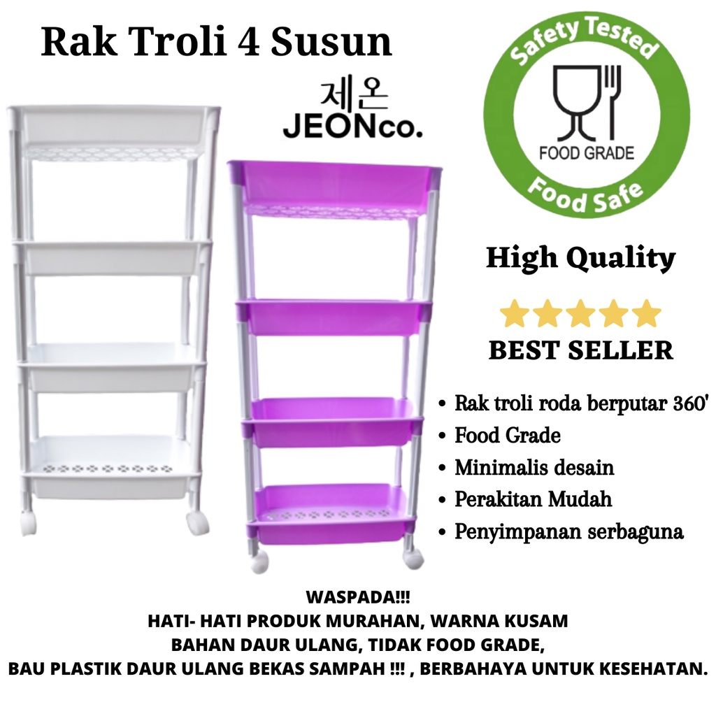 Jual Rak Troli Susun Roda Multifungsi Penyimpanan Portable Trolley