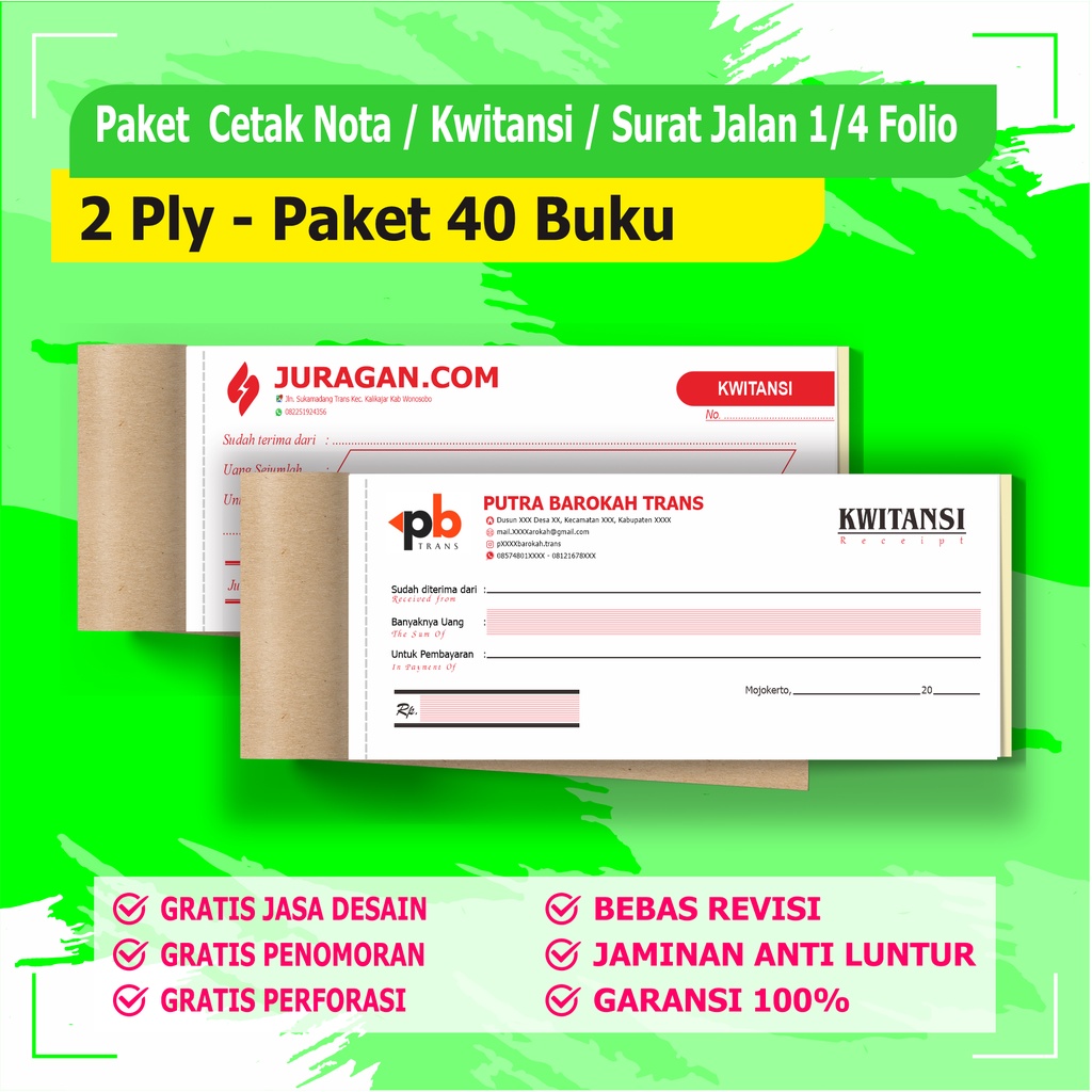 Jual Cetak Nota Custom Ply Paket Buku Rangkap Rim Nota