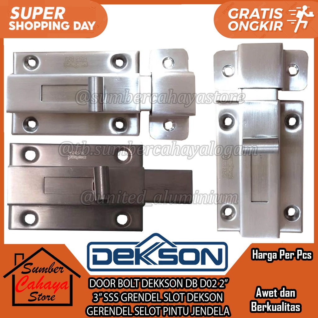 Jual DOOR BOLT DEKKSON DB D02 2 3 Inch SSS GRENDEL SLOT DEKSON