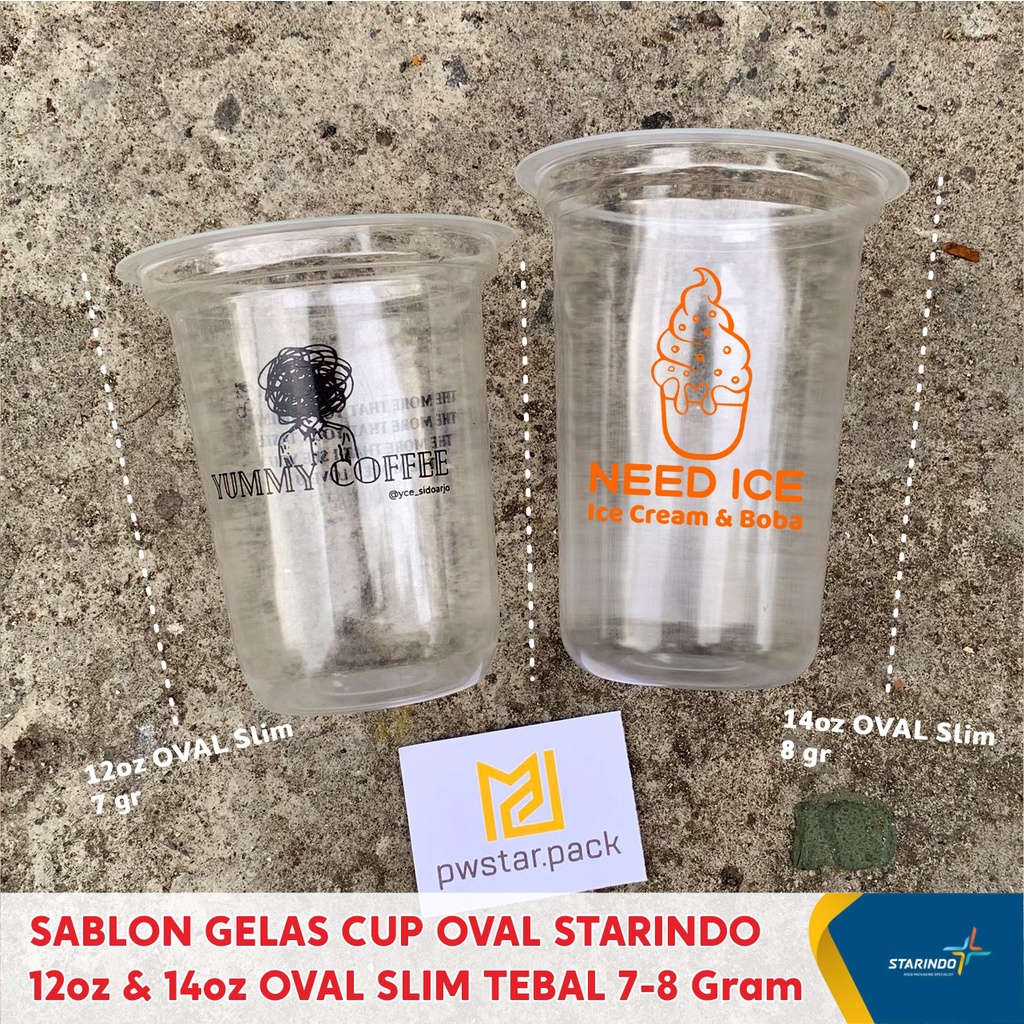 Jual Sablon Gelas Cup Oval Slim Starindo Oz Kualitas Tebal