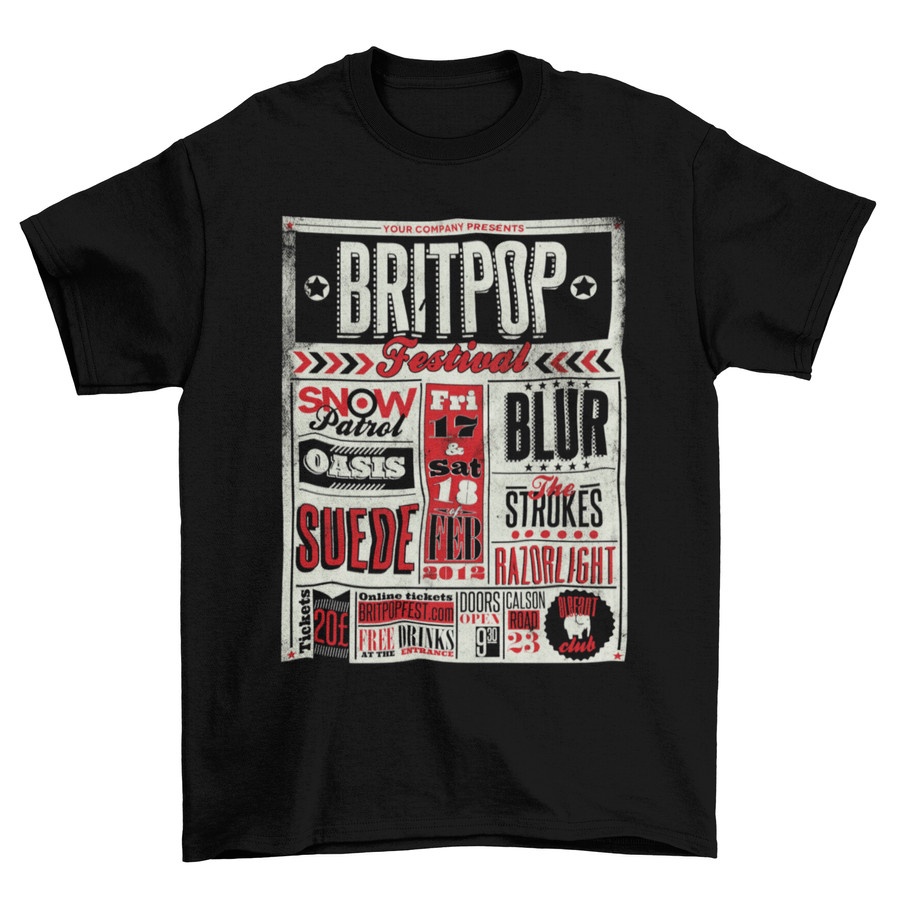 Jual Kaos Band Pria TOMOINC Brit POP Festival Shopee Indonesia