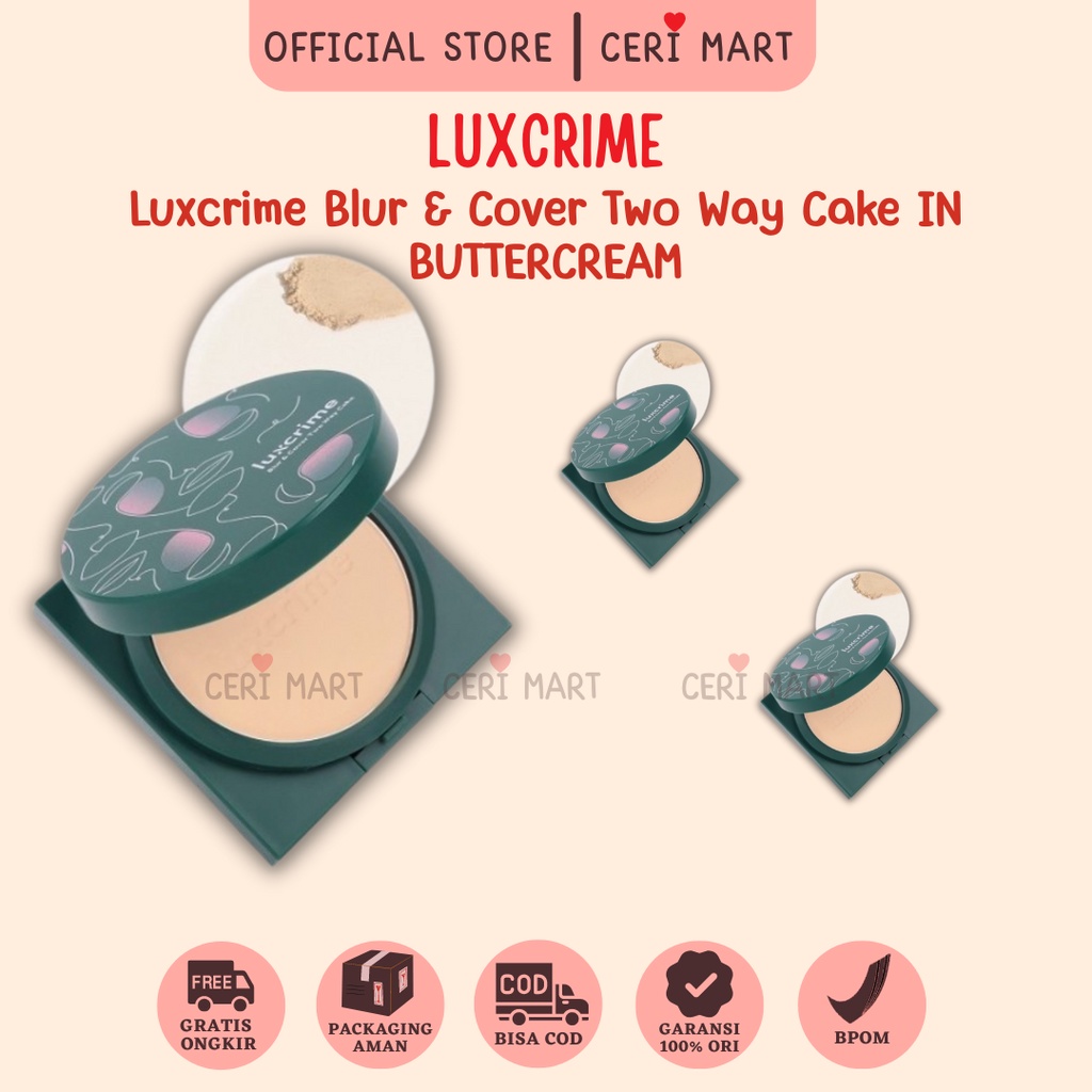 Jual Luxcrime Blur Cover Two Way Cake In Buttercream Bedak Foundation