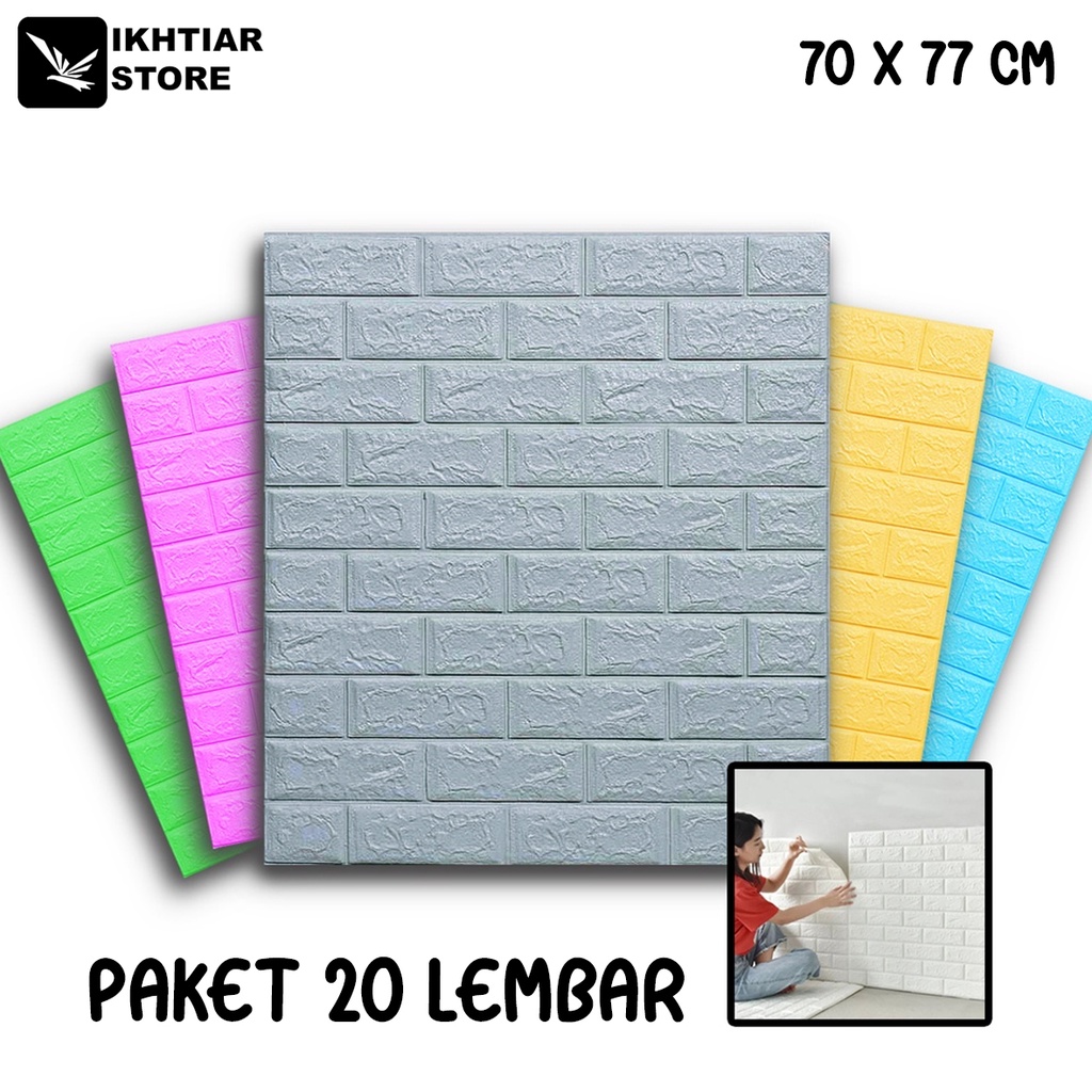 Jual Paket Lembar Wallpaper Sticker Dinding D Foam Motif Batu Bata