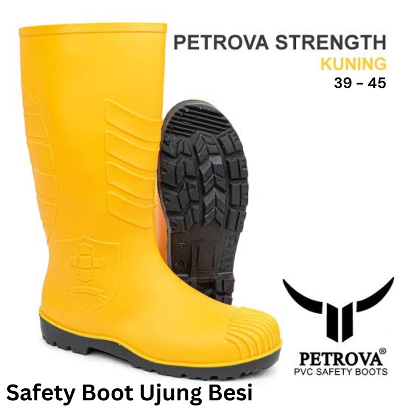 Jual Sepatu Boot Rubber Safety Petrova Strength Karet Ujung Besi Steel