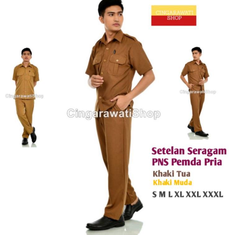 Jual XC7598Z Setelan Seragam Pns Pemda Khaki Tua Khaki Muda Baju