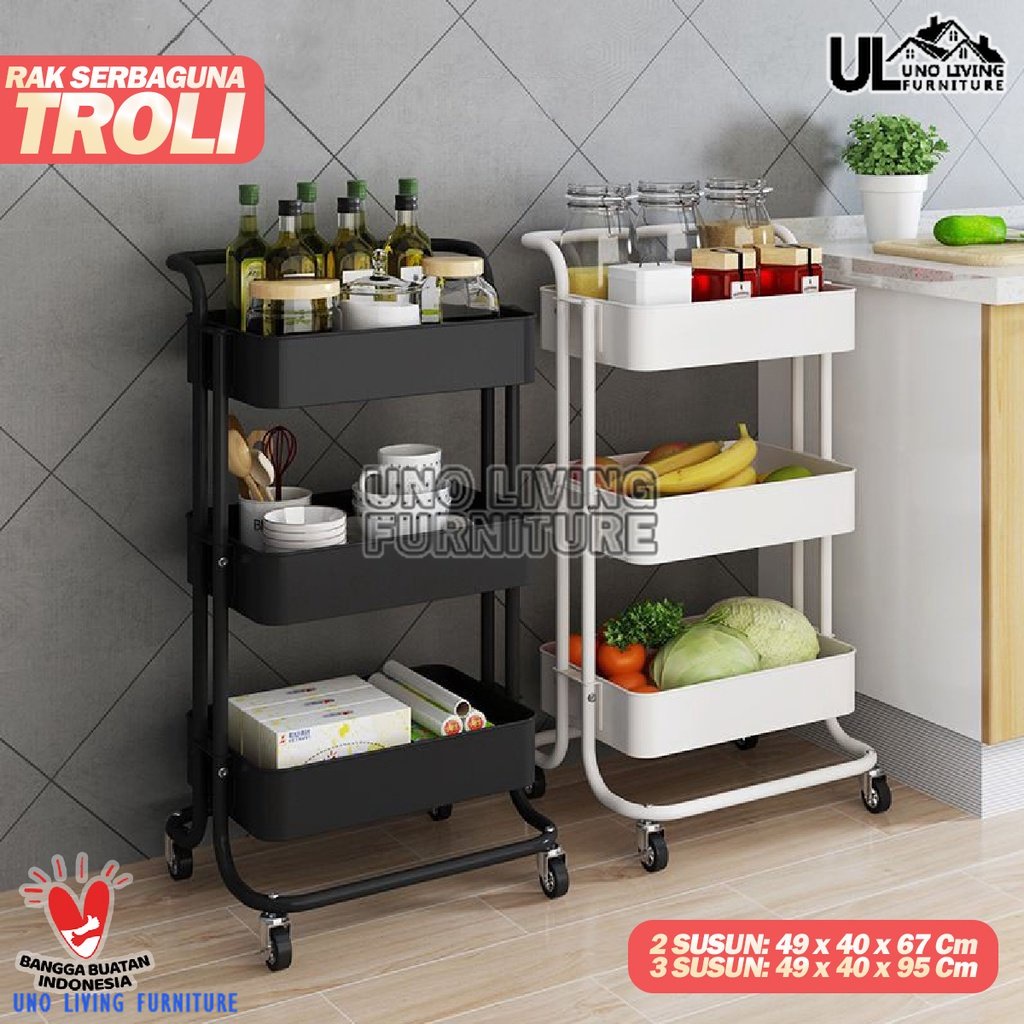 Jual Rak Dapur Square Rak Troli 4 Tingkat Dengan Roda Rak Kamar Mandi