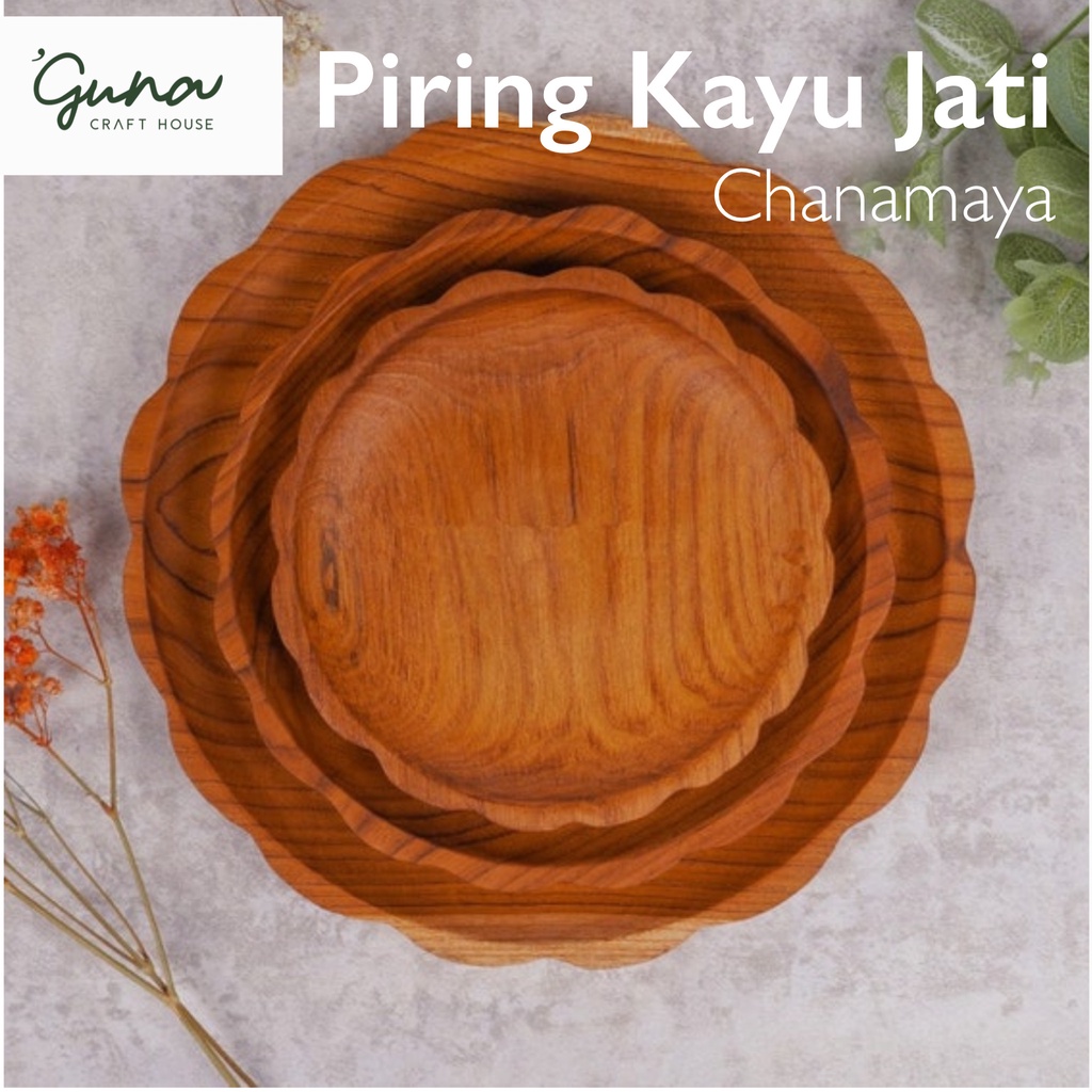 Jual Piring Kayu Jati Chanamaya Natural Teak Wooden Plate Foto