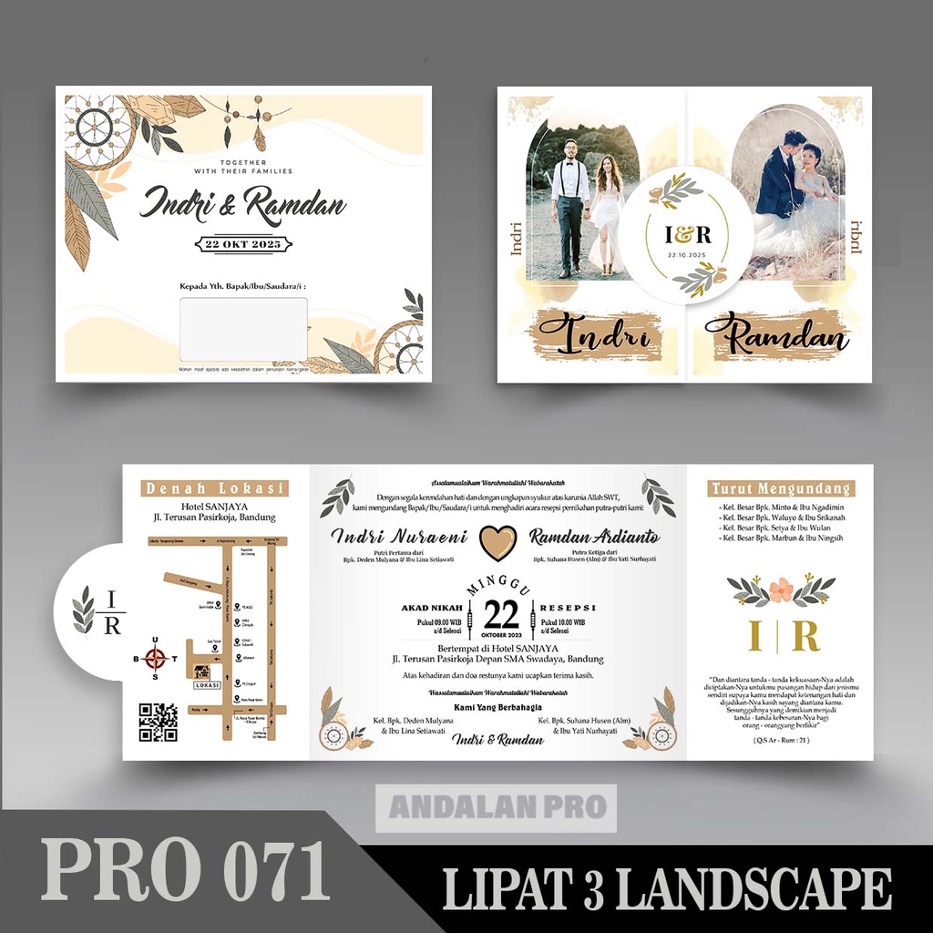 Jual Desain Undangan Lipat Landscape Plus Foto V B Bahan Jasmine