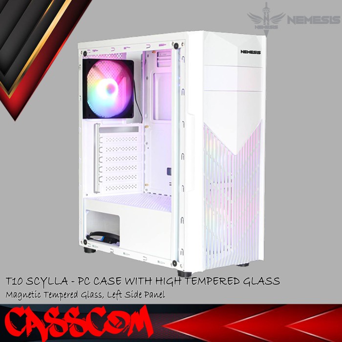 Jual Casing PC NYK Nemesis T10 Scylla Gaming Case Free 1 Fan Putih