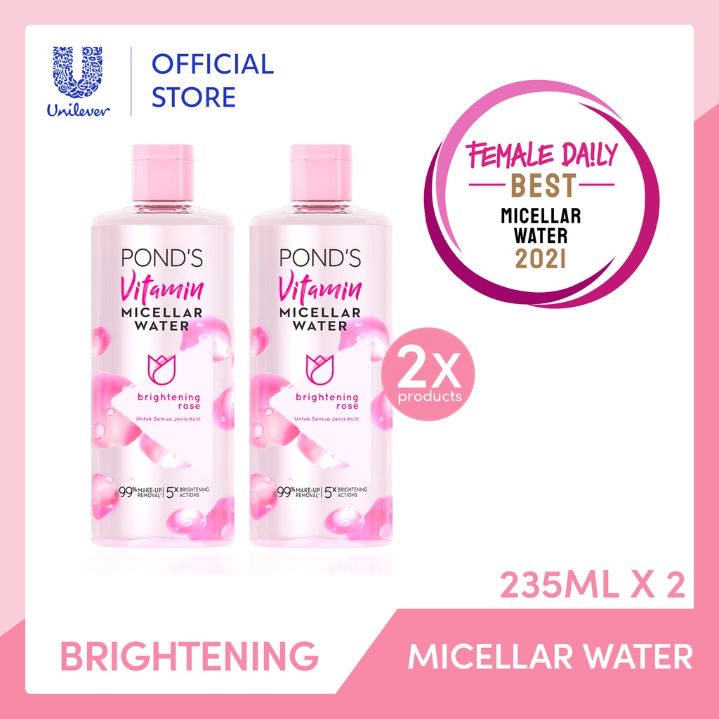 Jual Pond S Vitamin Micellar Water Makeup Remover Brightening Rose