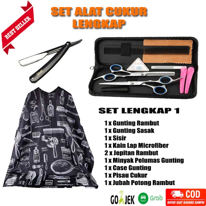 Jual Cod Set Alat Cukur Rambut Lengkap Gunting Rambut Sasak Salon