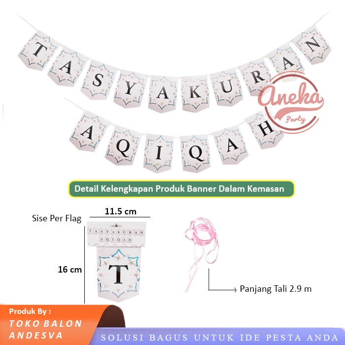 Jual Banner Tasyakuran Aqiqah Putih Bunting Flag Tasyakuran Aqiqah