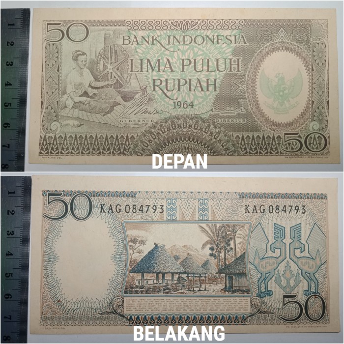 Jual Uang Kuno Indonesia 50 Rupiah Tahun 1964 Asli Peninggalan Sejarah