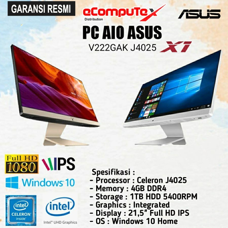 Jual PC DESKTOP AIO ASUS ALL IN ONE V222GAK BA141W INTEL J4025 4GB