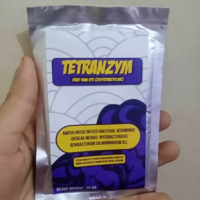 Jual OBAT IKAN OTC MERK TETRANZYM 20GR OXYTETRACYCLINE OKSITETRASIKLIN