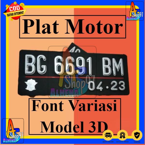 Jual Plat Nomor Motor Baut Tanam Font Variasi 3D Atau Bayangan Satuan