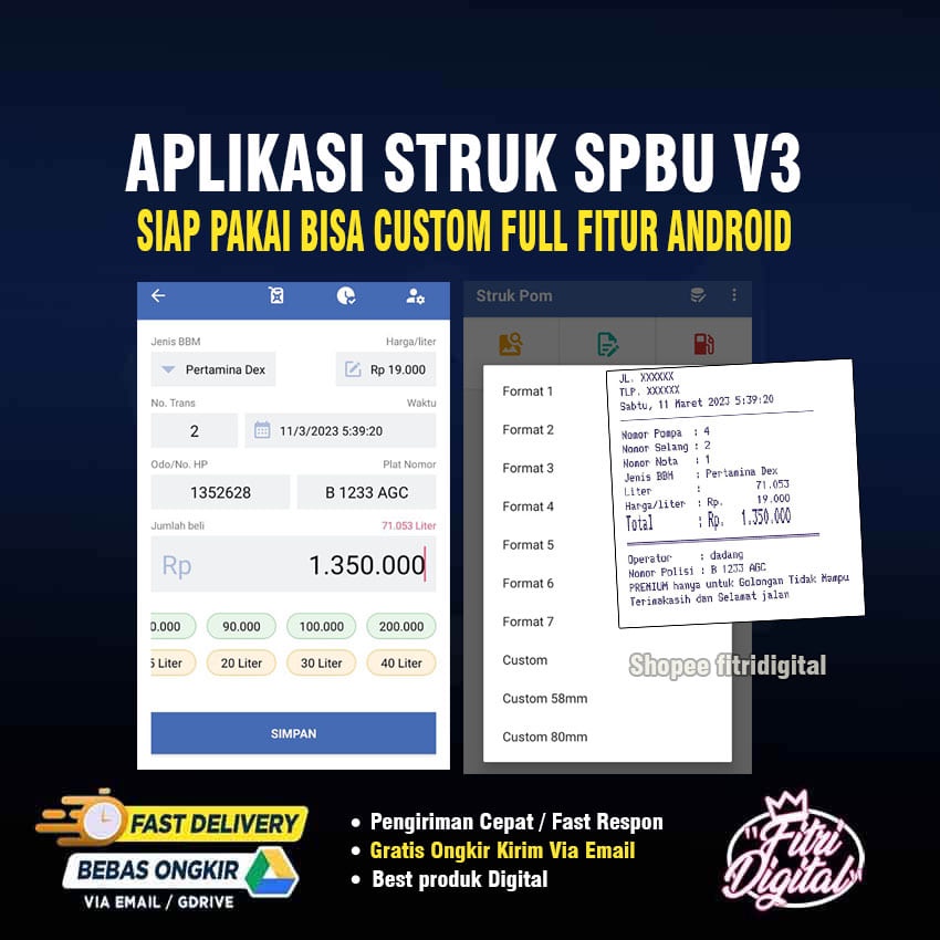 Jual Aplikasi Cetak Struk Pom Bensin V3 Pro Premium Android Selamanya