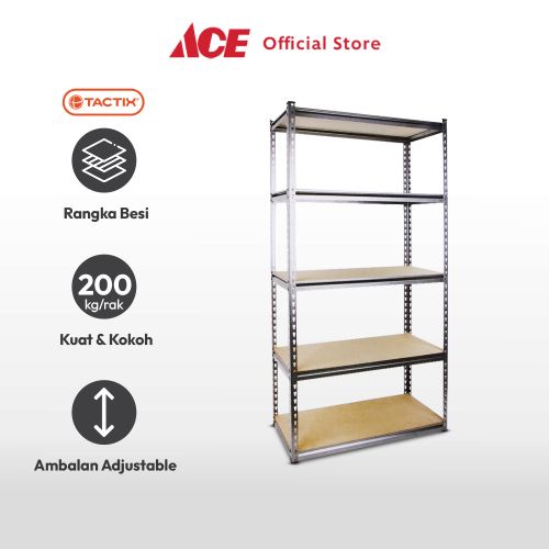 Jual Ace Tactix Rak Besi 5 Tingkat Silver Metal Rack Rak Serbaguna