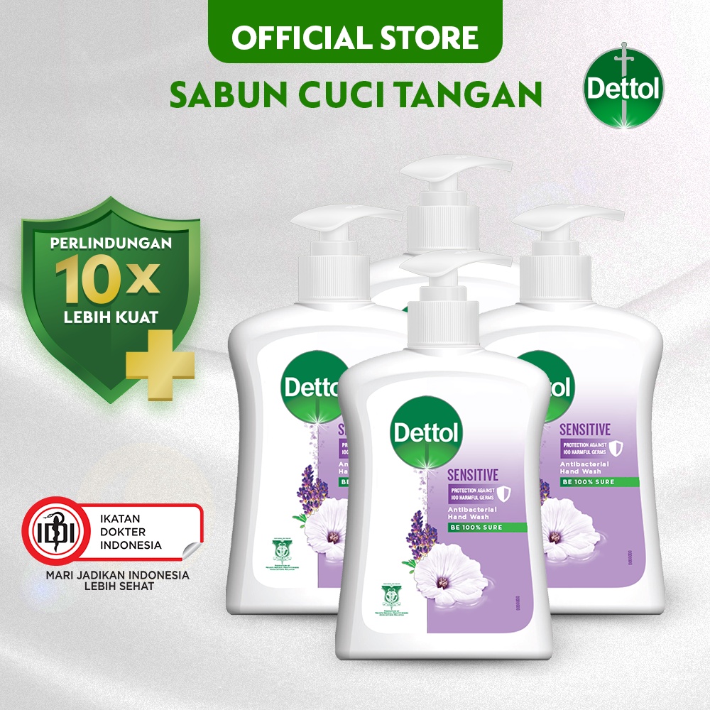 Jual Dettol Sabun Cuci Tangan Sensitive 245 Ml Pump 4 Pcs Shopee