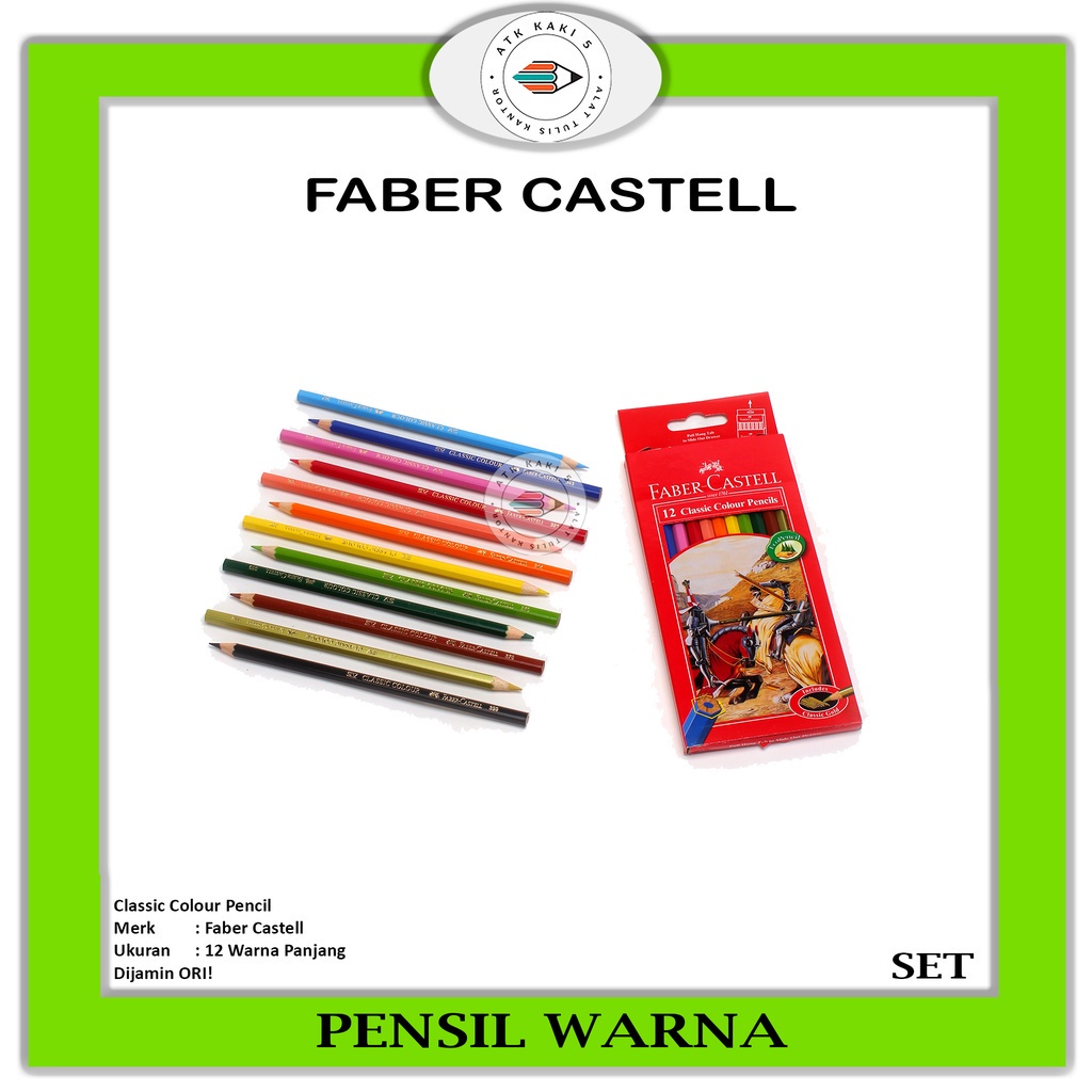 Jual FABER CASTELL Classic Colour Pencils Pensil Warna 12 Panjang