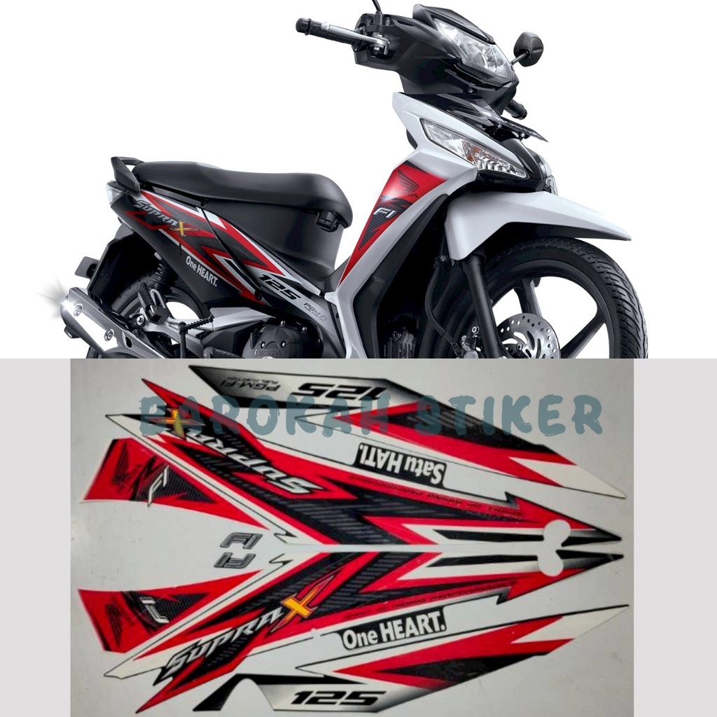 Jual Striping Stiker Polet Motor Honda Supra X 125 Fi 2015 Merah Putih