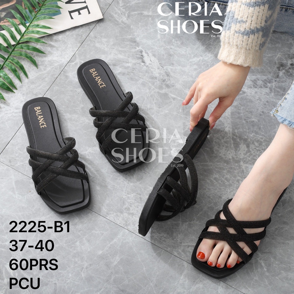 Jual PVC Sandal Slop Teplek Wanita Karet Jelly Import Motif X Pattern