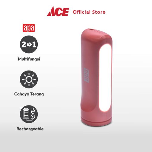 Jual Ace Apa Senter Rechargeable Merah Flashlight Emergency Lamp