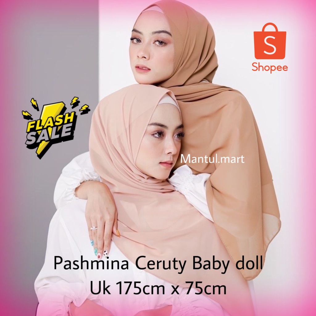 Jual Pashmina Ceruty Babydoll Premium 40 Warna Hijab Jilbab Pasmina