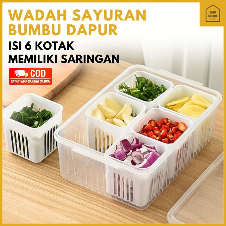 Jual Wadah Kotak Tempat Saringan Penyimpanan Sayuran Bumbu Dapur In