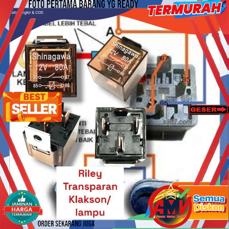 Jual Sale Reley Transparan Riley Klakson Reley Lampu Reley Kaki