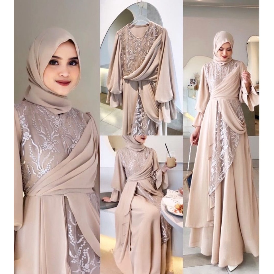 Jual Vallina Outfit Melisa Dress Maxy Brukat Bridesmaid Pesta