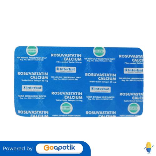 Jual ROSUVASTATIN CALCIUM INTERBAT 20 MG STRIP 10 TABLET Shopee Indonesia