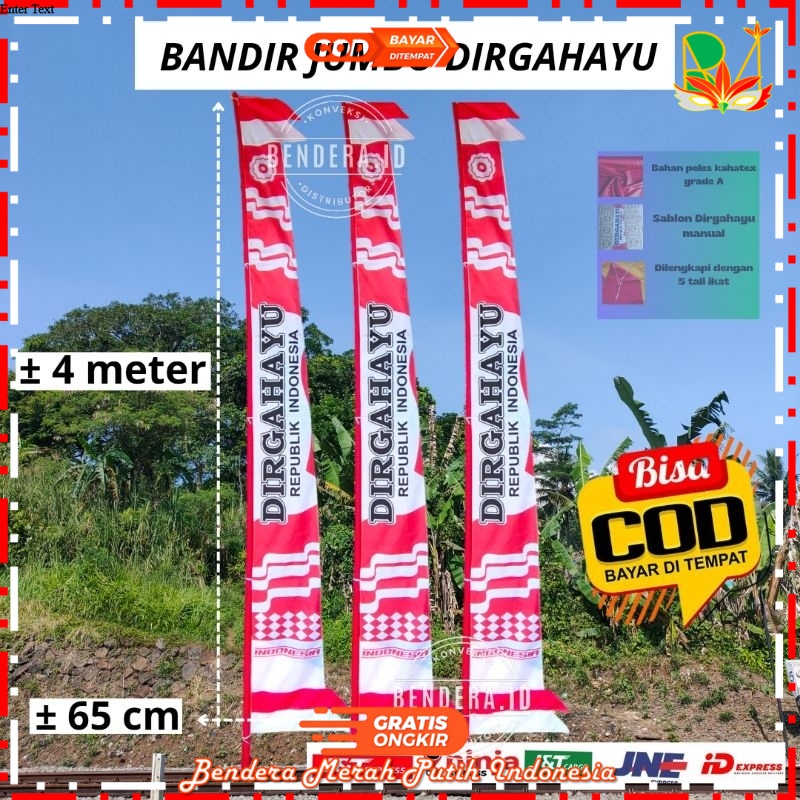 Jual UMBUL UMBUL BANDIR DIRGAHAYU JUMBO PANJANG 4 METER Bendera Agustus