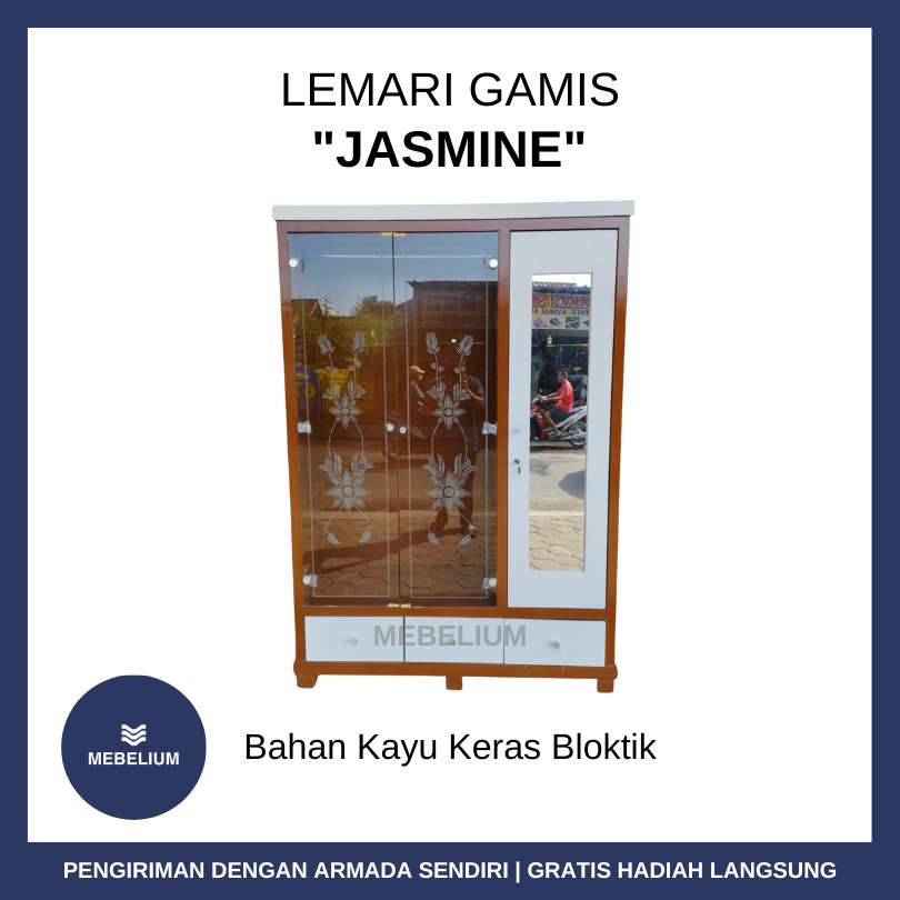 Jual Lemari Pakaian Rak Gamis Pintu Jasmine Kayu Bloktik Lemari