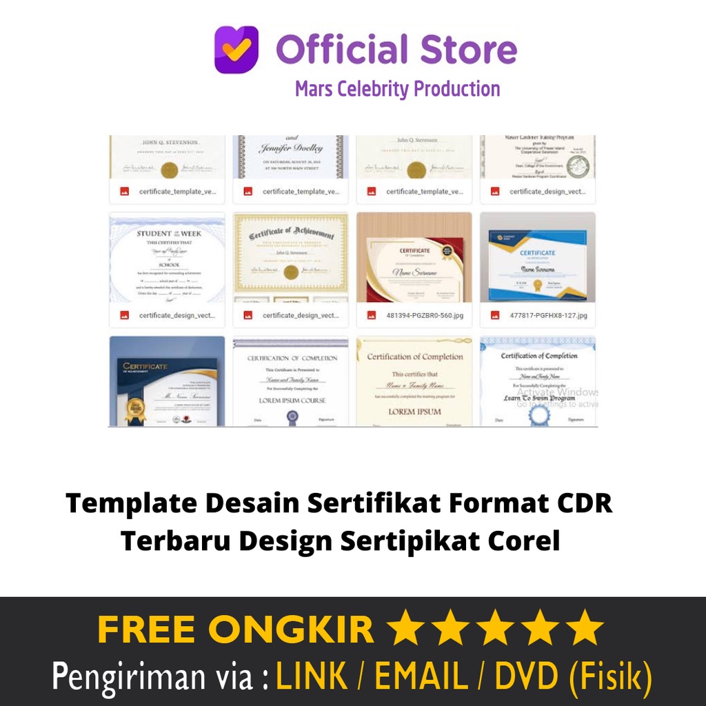 Jual Paket Template Desain Sertifikat Format CDR Terbaru Design