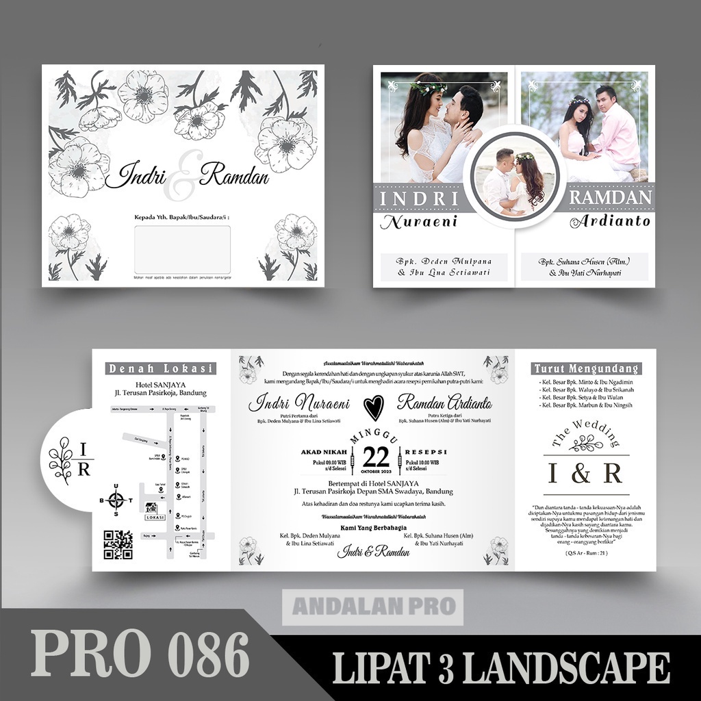 Jual Kode Toko S11 50 Desain Undangan Lipat 3 Landscape Plus Foto V