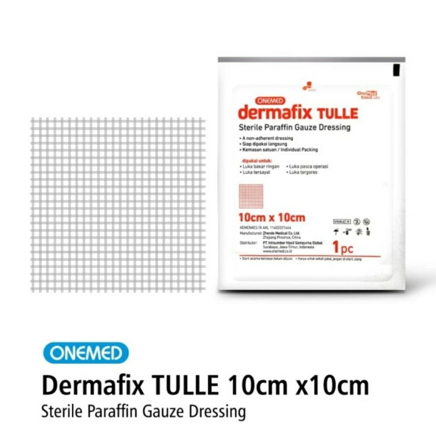 Jual Dermafix Tulle 10x10cm Onemed Plaster Luka Paraffin Gauze BOX