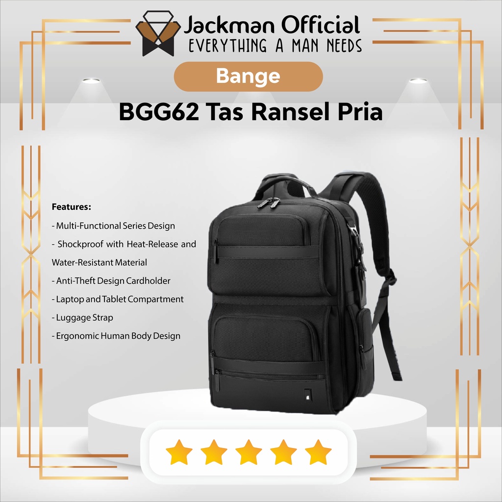 Jual BANGE BGG62 Tas Ransel Pria Laptop Kerja Backpack USB 15 6 Inch