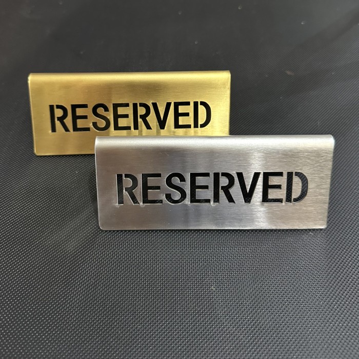 Jual Reserved Reserve Reservasi Sign Plat Stainless Tanda Papan Meja