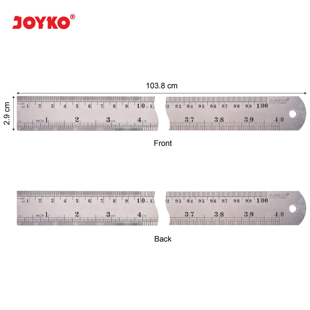 Jual Penggaris Mistar Besi Joyko Stainless Steel Ruler 15 Cm 30 Cm