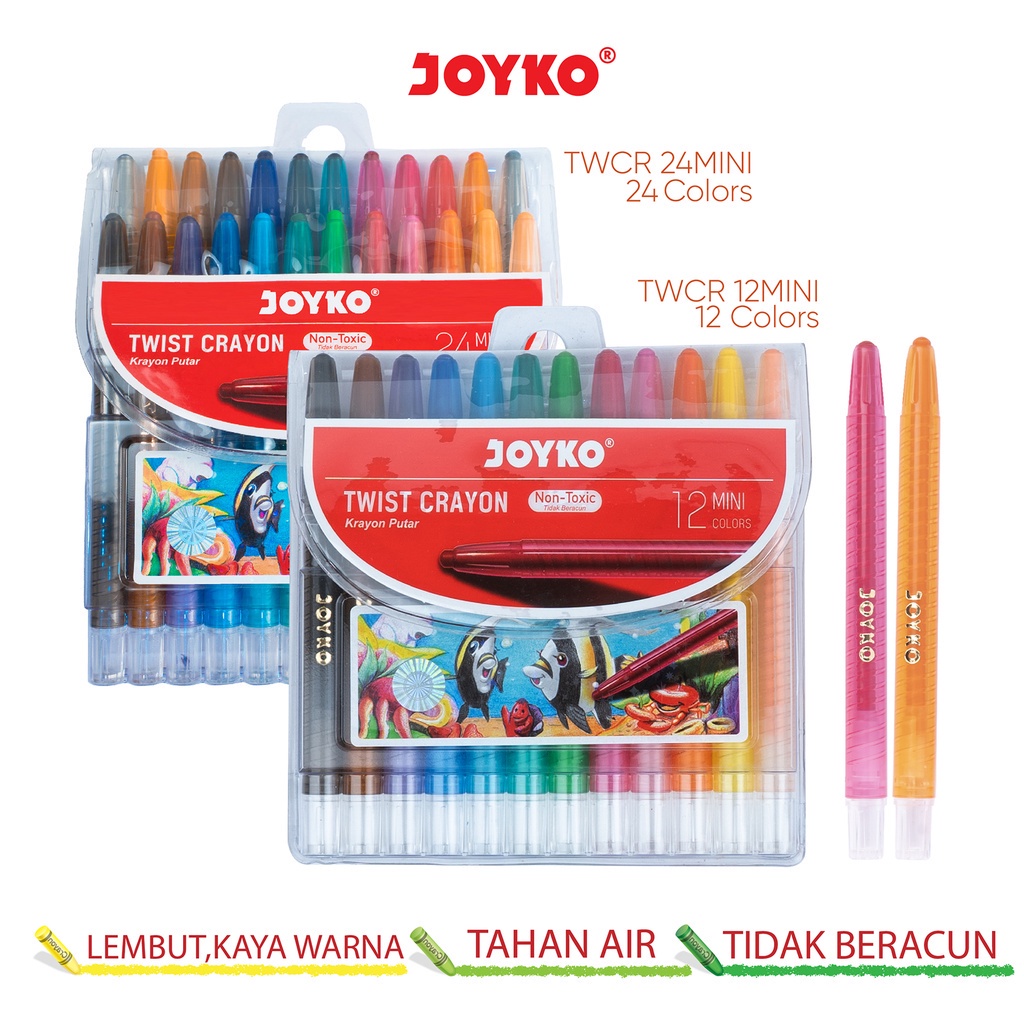 Jual Twist Crayon JOYKO TWCR 12 MINI 12 Warna Krayon Putar Mini Set