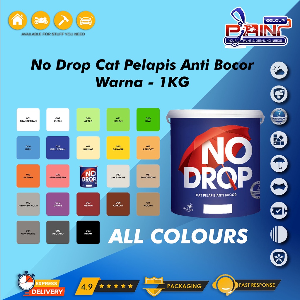 Jual No Drop Cat Pelapis Anti Bocor Kg All Colour Transparan